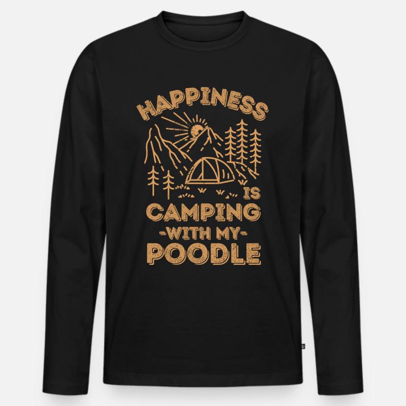Camping mit Pudel - Männer Premium Bio Langarmshirt - Schwarz