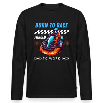 Né pour la race forcé de travailler - T-shirt manches longues Premium bio Homme - noir - Devant - Nico (187cm)