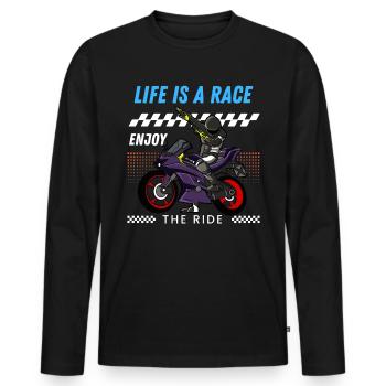 La vie est une course, profitez de la balade - T-shirt manches longues Premium bio Homme - noir - Devant - Nico (187cm)