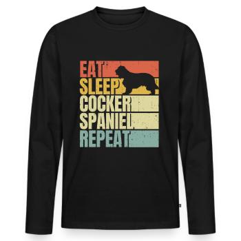 Eat sleep Cocker-spaniel repeat - Men's Premium Organic Long Sleeve Shirt - black - Front - Nico (187cm)