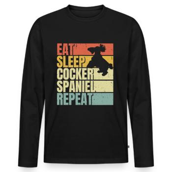 Manger dormir Cocker-épagneul répéter - T-shirt manches longues Premium bio Homme - noir - Devant - Nico (187cm)