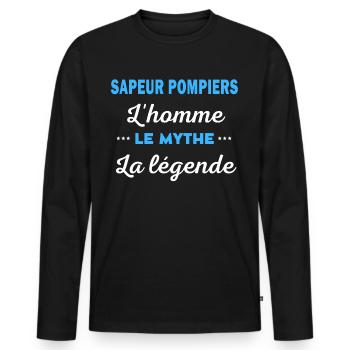 SAPEUR POMPIERS homme mythe légende - T-shirt manches longues Premium bio Homme - noir - Devant - Nico (187cm)