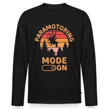 Mode paramoteur activé - T-shirt manches longues Premium bio Homme - noir - Devant - Nico (187cm)