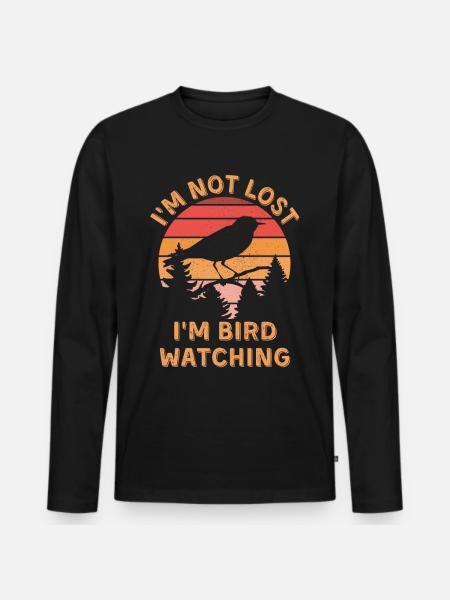 Fuglekiggeri for ornitolog - Premium økologisk langærmet T-shirt til mænd - sort