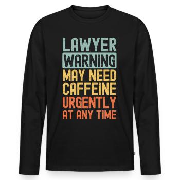 Lawyer need coffee urgently - Men's Premium Organic Long Sleeve Shirt - black - Front - Nico (187cm)