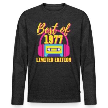 46th Birthday Best of 1977 Cassette Tape Retro 80s - Men's Premium Organic Long Sleeve Shirt - heather anthracite - Front - Nico (187cm)