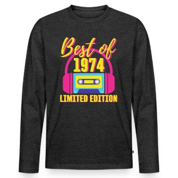 49th Birthday Best of 1974 Cassette Tape Retro 80s - Men's Premium Organic Long Sleeve Shirt - heather anthracite - Front - Nico (187cm)