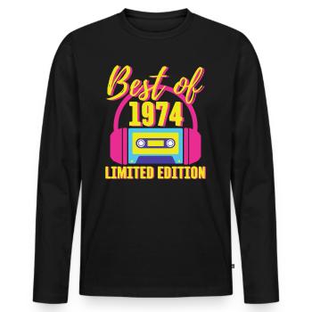 49. Geburtstag Best of 1974 Kassette Retro 80er Jahre - Männer Premium Bio Langarmshirt - Schwarz - Vorne - Nico (187cm)