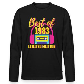 40th Birthday Best of 1983 Cassette Tape Retro 80s - T-shirt manches longues Premium bio Homme - noir - Devant - Nico (187cm)