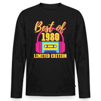 43. Geburtstag Best of 1980 Kassette Retro 80er Jahre - Männer Premium Bio Langarmshirt - Schwarz - Vorne - Nico (187cm)