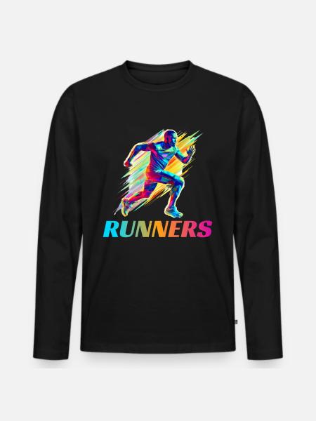 Dynamische Läufer Lauf Wettkampf - Männer Premium Bio Langarmshirt - Schwarz