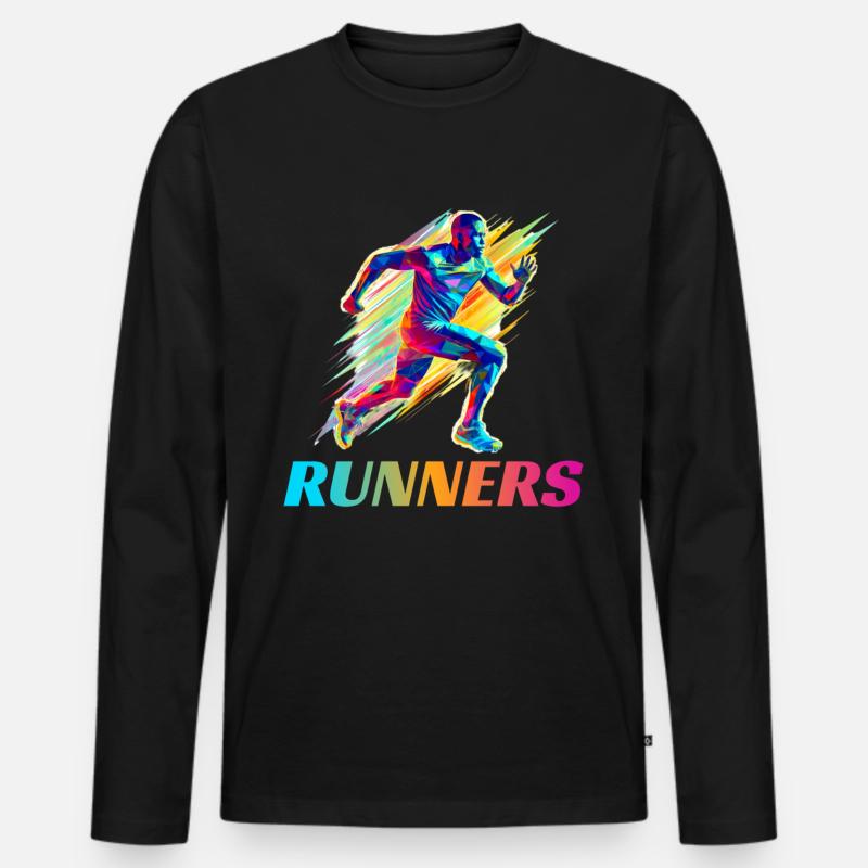 Dynamische Läufer Lauf Wettkampf - Männer Premium Bio Langarmshirt - Schwarz