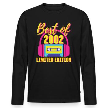 21. Geburtstag Best of 2002 Kassette Retro 80er Jahre - Männer Premium Bio Langarmshirt - Schwarz - Vorne - Nico (187cm)