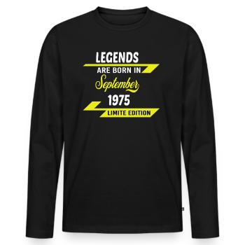 LEGENDS ARE BORN IN 1975 BIRTHDAY GIFT - Men's Premium Organic Long Sleeve Shirt - black - Front - Nico (187cm)