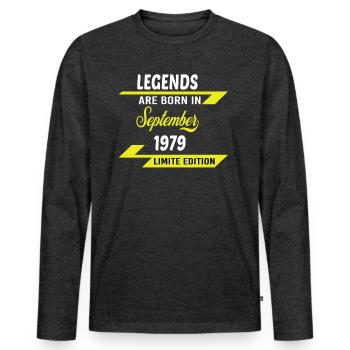 LEGENDS ARE BORN IN 1979 BIRTHDAY GIFT - Men's Premium Organic Long Sleeve Shirt - heather anthracite - Front - Nico (187cm)
