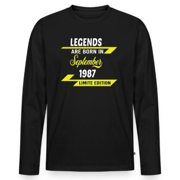 LEGENDS ARE BORN IN 1987 GEBURTSTAGSGESCHENK - Männer Premium Bio Langarmshirt - Schwarz - Vorne - Nico (187cm)