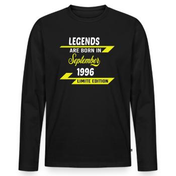 LEGENDS ARE BORN IN 1996 GEBURTSTAGSGESCHENK - Männer Premium Bio Langarmshirt - Schwarz - Vorne - Nico (187cm)