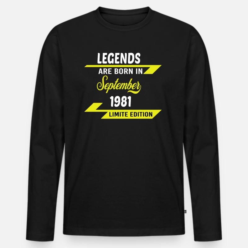 LEGENDS ARE BORN IN 1981 GEBURTSTAGSGESCHENK - Männer Premium Bio Langarmshirt - Schwarz