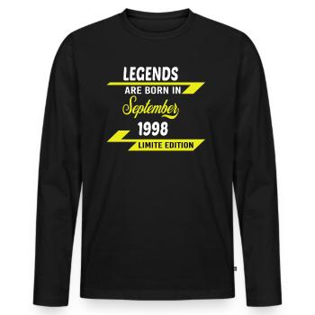 LEGENDS ARE BORN IN 1998 BIRTHDAY GIFT - Men's Premium Organic Long Sleeve Shirt - black - Front - Nico (187cm)