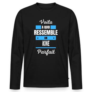 Voila a quoi ressemble un KINE parfait - T-shirt manches longues Premium bio Homme - noir - Devant - Nico (187cm)