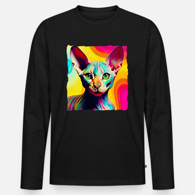 Coole Nacktkatze Pop Art - Männer Premium Bio Langarmshirt - Schwarz