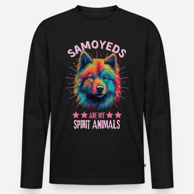 Samojede Liebhaber Bunter Samojede - Männer Premium Bio Langarmshirt - Schwarz