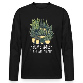 Succulentes drôle de dicton - T-shirt manches longues Premium bio Homme - noir - Devant - Nico (187cm)