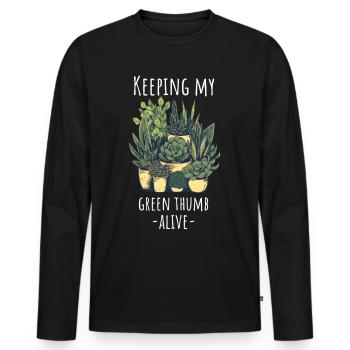 Succulentes drôle de dicton - T-shirt manches longues Premium bio Homme - noir - Devant - Nico (187cm)