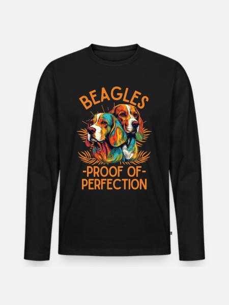 Beagle Liebhaber Bunter Beagle - Männer Premium Bio Langarmshirt - Schwarz