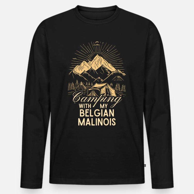 Belgischer Malinois Camping - Männer Premium Bio Langarmshirt - Schwarz
