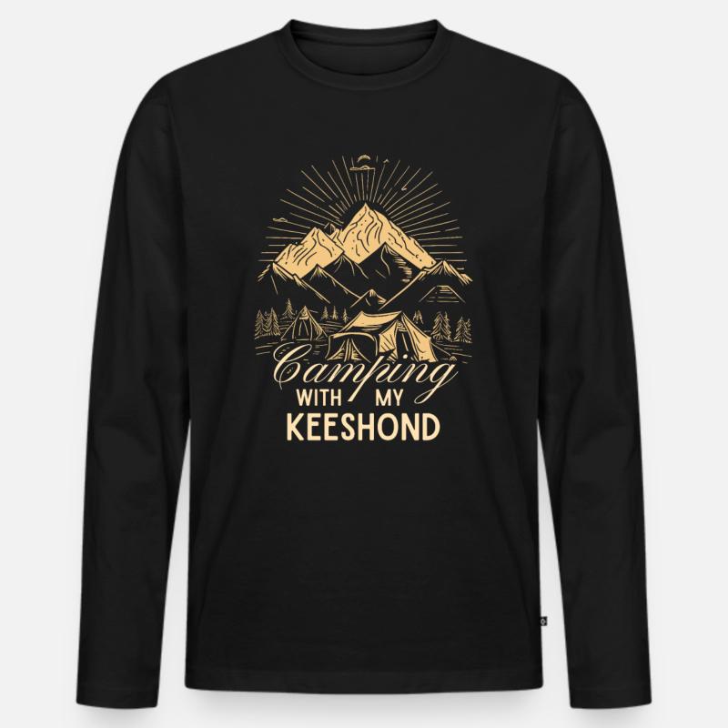 Keeshond Camping Zelten - Männer Premium Bio Langarmshirt - Schwarz