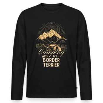 Border Terrier Camping - T-shirt manches longues Premium bio Homme - noir - Devant - Nico (187cm)