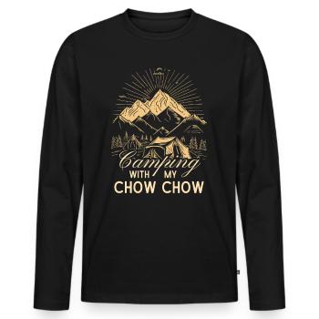Chow Chow Camping Camping Randonnée - T-shirt manches longues Premium bio Homme - noir - Devant - Nico (187cm)
