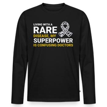 Superpouvoir de sensibilisation aux maladies rares Confusion des médecins - T-shirt manches longues Premium bio Homme - noir - Devant - Nico (187cm)