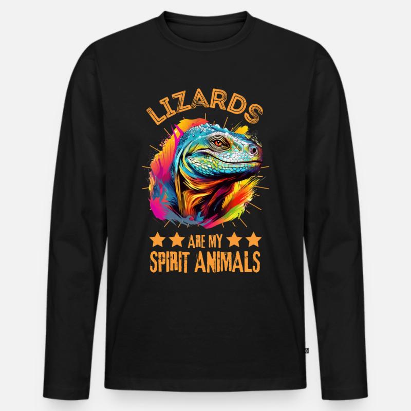 Bunter Komodowaran Farbkleckse Farbspritzer - Männer Premium Bio Langarmshirt - Schwarz