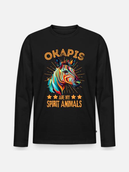 Buntes Okapi Farbkleckse Farbspritzer - Männer Premium Bio Langarmshirt - Schwarz