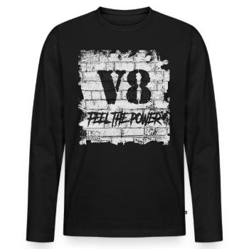 V8 - Männer Premium Bio Langarmshirt - Schwarz - Vorne - Nico (187cm)