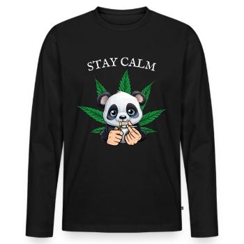 Panda détendu - T-shirt manches longues Premium bio Homme - noir - Devant - Nico (187cm)