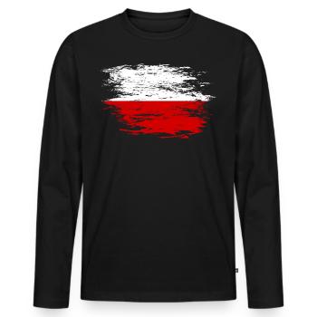 Polen Flagge used - Männer Premium Bio Langarmshirt - Schwarz - Vorne - Nico (187cm)