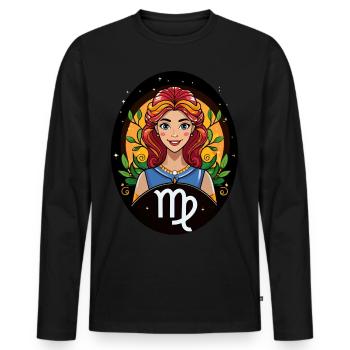 Sternzeichen Jungfrau - Männer Premium Bio Langarmshirt - Schwarz - Vorne - Nico (187cm)