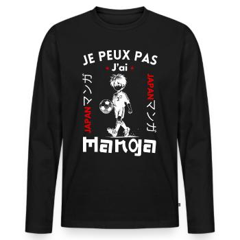 Je peux pas jai manga football - T-shirt manches longues Premium bio Homme - noir - Devant - Nico (187cm)
