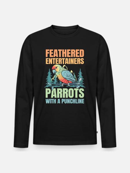 Feathered Entertainers Parrots - Männer Premium Bio Langarmshirt - Schwarz