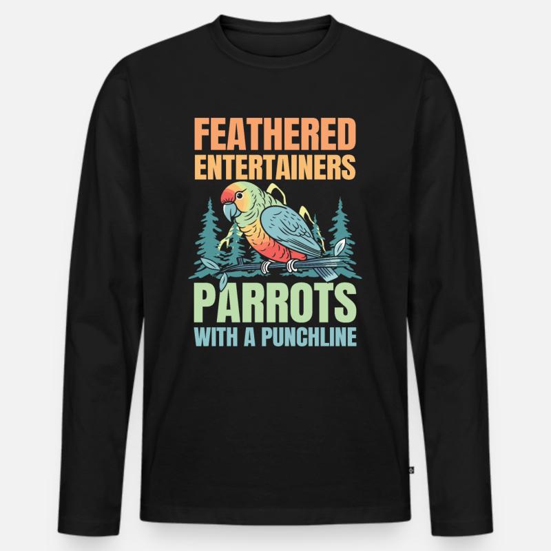 Feathered Entertainers Parrots - Männer Premium Bio Langarmshirt - Schwarz