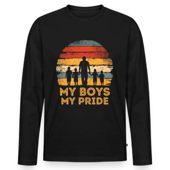 Vatertag Vater mit vier Söhnen retro vintage - Männer Premium Bio Langarmshirt - Schwarz - Vorne - Nico (187cm)