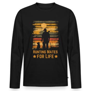 Chasse chasse avec chien rétro vintage - T-shirt manches longues Premium bio Homme - noir - Devant - Nico (187cm)