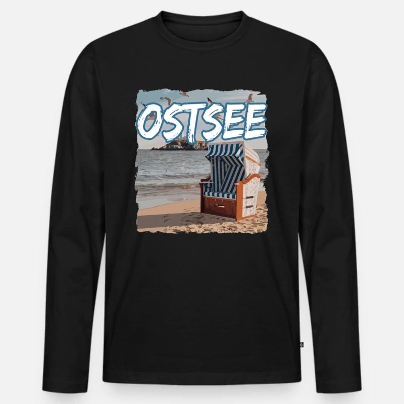 Ostsee Strandkorb - Männer Premium Bio Langarmshirt - Schwarz