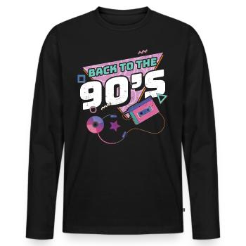 années quatre-vingt-dix - T-shirt manches longues Premium bio Homme - noir - Devant - Nico (187cm)
