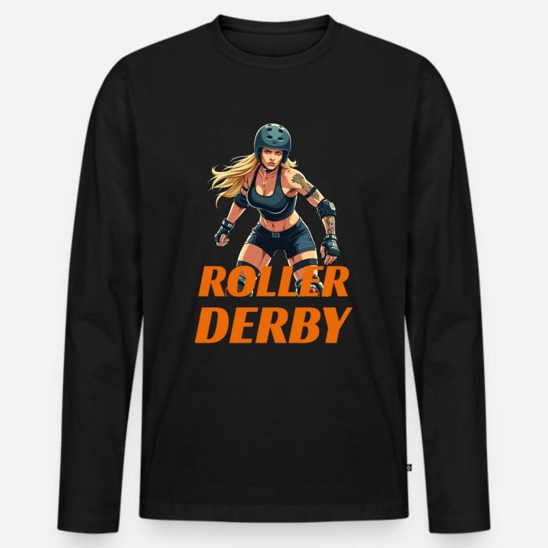 Rollschuhfahren für einen Rollschuhfahrerin - Männer Premium Bio Langarmshirt - Schwarz