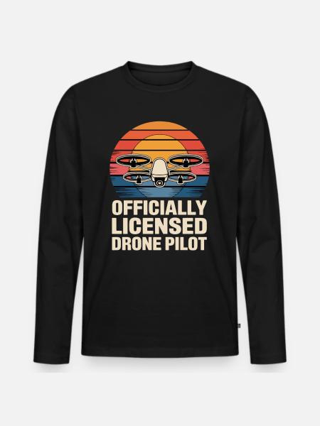 Dronenpilot für einen Dronenpilot - Männer Premium Bio Langarmshirt - Schwarz