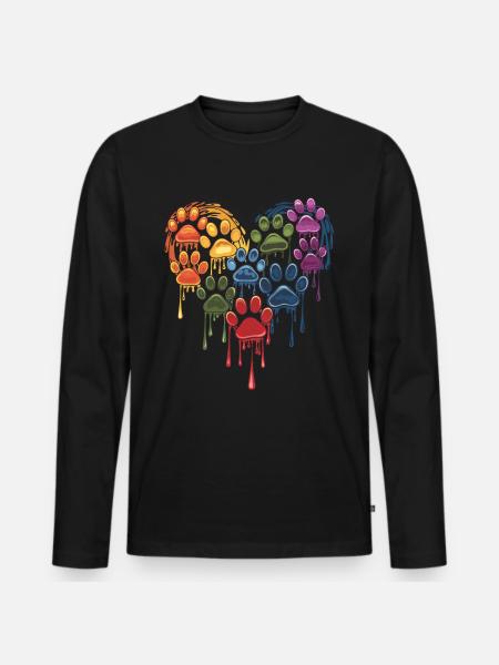 Colorful Paws Heart for Dog Owners - Men's Premium Organic Long Sleeve Shirt - black
